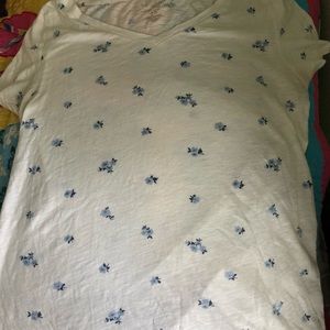 white cotton with blue flowers